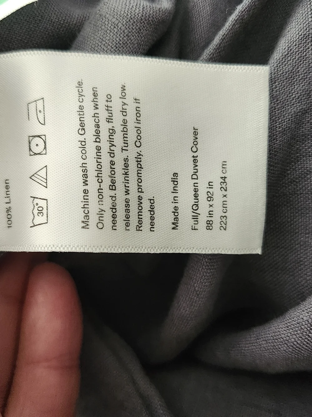NWT Quince European Linen Duvet Cover Set Full/Queen Night Fall Gray